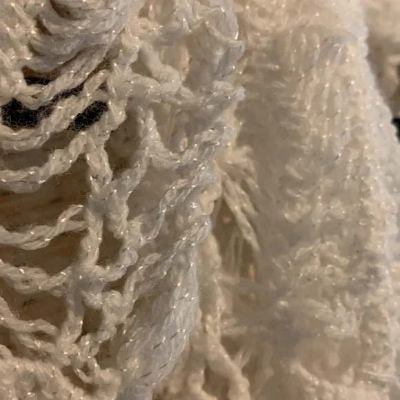 XL White Crocheted Scarf, Shawl, Wrap - Picture 6 of 8